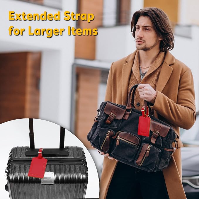 8 Pack Leather Luggage Travel Bag Tags by Travelambo