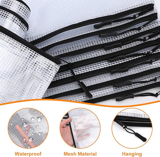 24pcs Mesh Zipper Pouch, Puzzle Storage Bags, A3 17x12 Inches Large Reusable