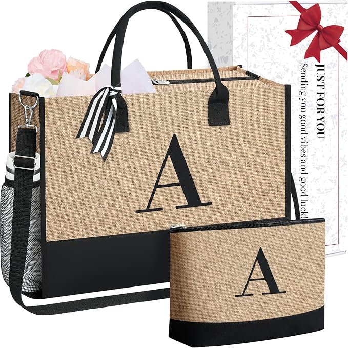 BAGAIL Initial Tote Bag, Personalized Birthday Gifts