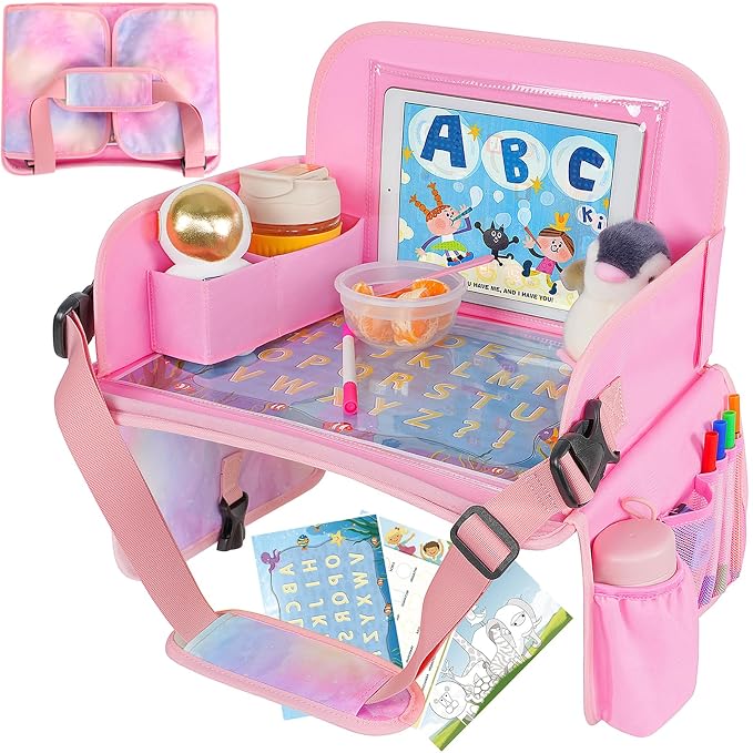 MENZOKE Kids Travel Tray, Car Seat Table Tray, Road Trip Essentials