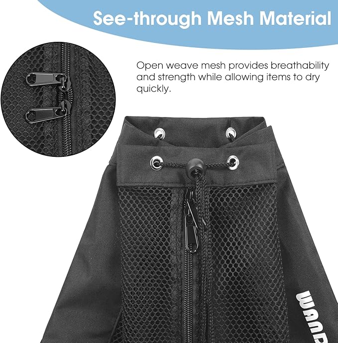 WANDF Swim Bag Mesh Drawstring Backpack Beach Backpack for Swimming, Gym, and Workout Gear