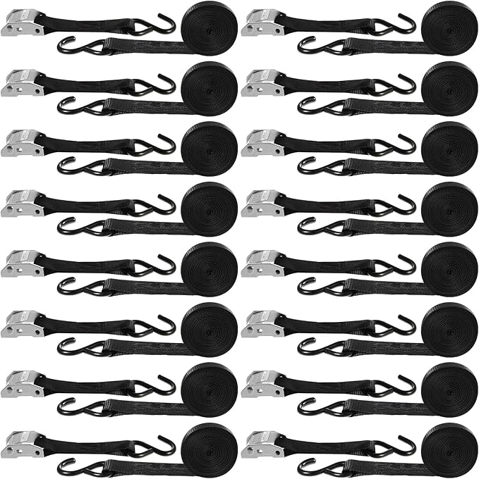 16 Pcs Cambuckle Tie Down Straps 1763lbs Break Strength Securing Straps 1'' x