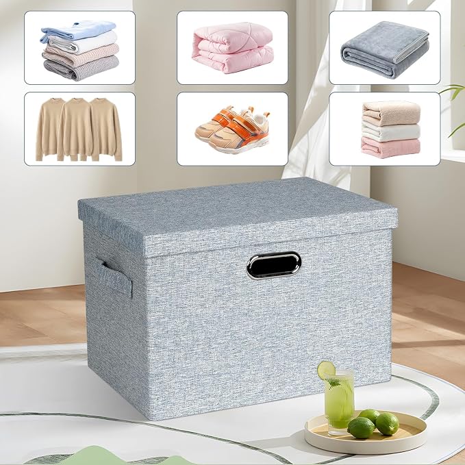 Large 17" 36 Quart Collapsible Stackable Storage Bins