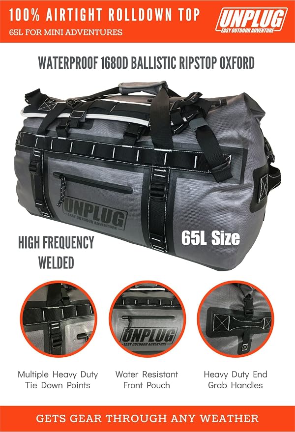UNPLUG Waterproof Bags for Travel -1680D Heavy Duty Waterproof Duffel Bag for