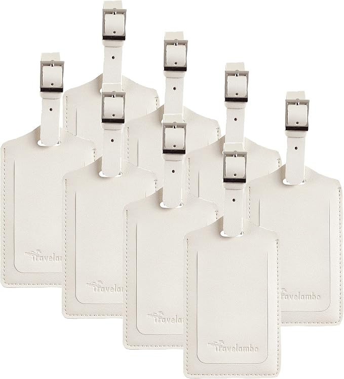 8 Pack Leather Luggage Travel Bag Tags by Travelambo