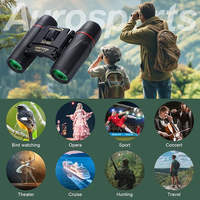 30X60 Small Binoculars for Adults Folding Bird Watching