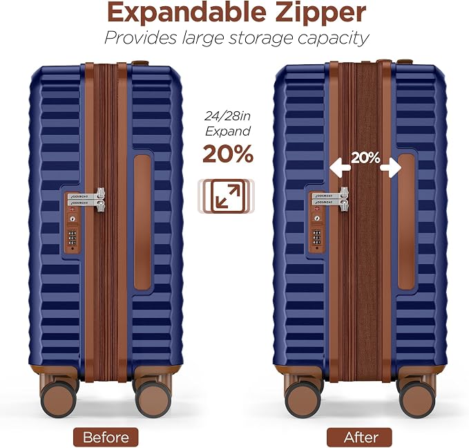 SHOWKOO Luggage Sets 3 Piece Hardside Expandable Suitcase