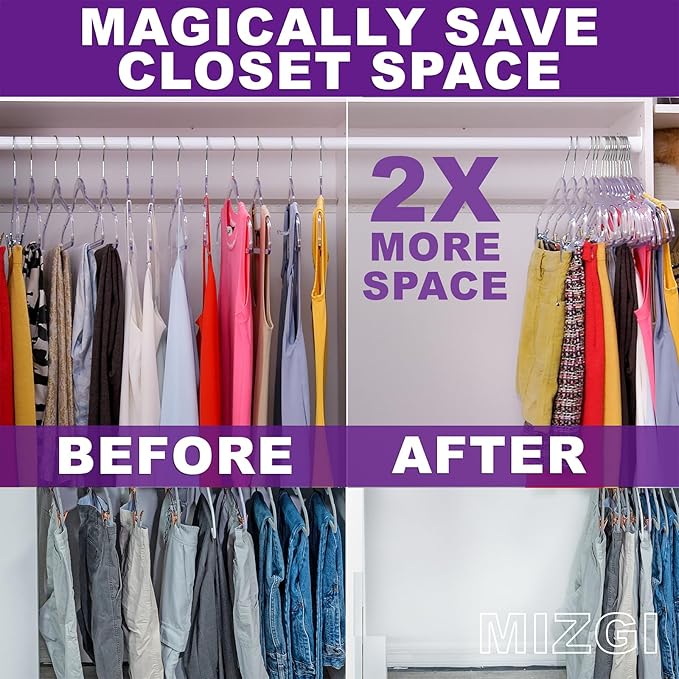 MIZGI 20 Pack Clear Plastic Hangers
