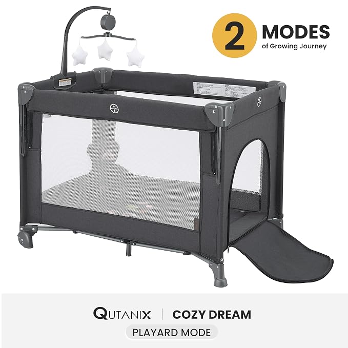 2-in-1 Pack and Play with Mattress, Baby Bassinet Bedside Sleeper, Bedside
