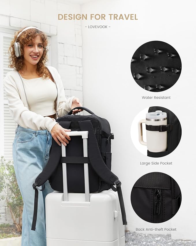 LOVEVOOK Travel Backpack for Women & Men, 40L Large Carry On Backpack Airline