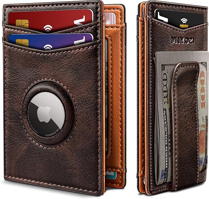 Airtag Wallet for Men- with Money Clip Gift Boxed, Magnetic Closure Slim