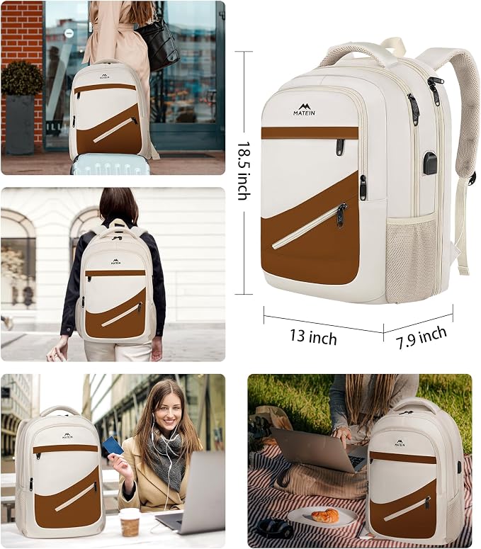 MATEIN 17.3 Inch Womens Laptop Backpack, Water Resistant Work Business Backpack