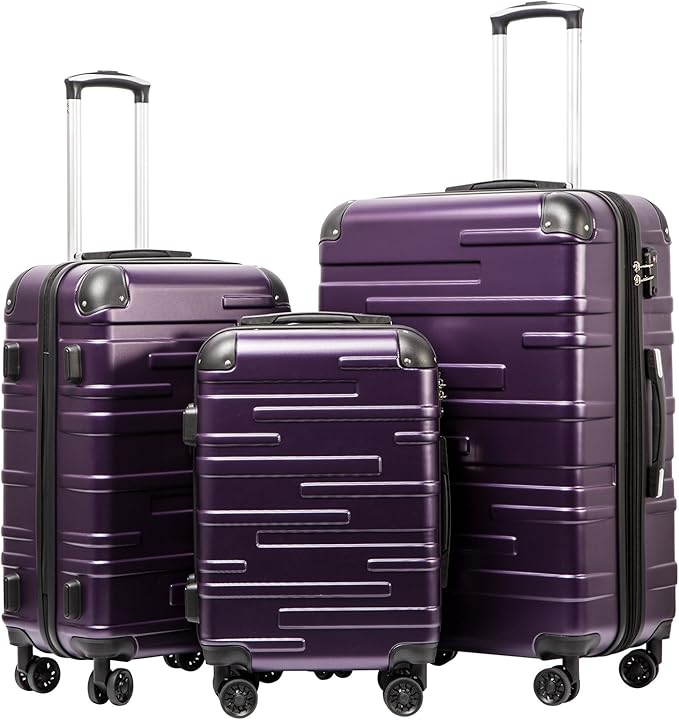 Coolife Luggage Expandable Suitcase 3 Piece Set