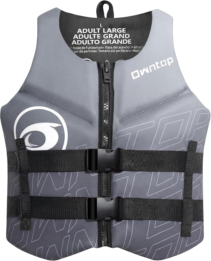 Owntop Swim Vest Adult Water Sport Vest Neoprene Floaties for Swimming, Boating, Kayaking, Fishing | Adjustable Zipper Dual Buckle Foldable Buoyancy Jacket