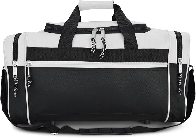 DALIX 21" Sports Duffle Bag Gym Travel Pack in White