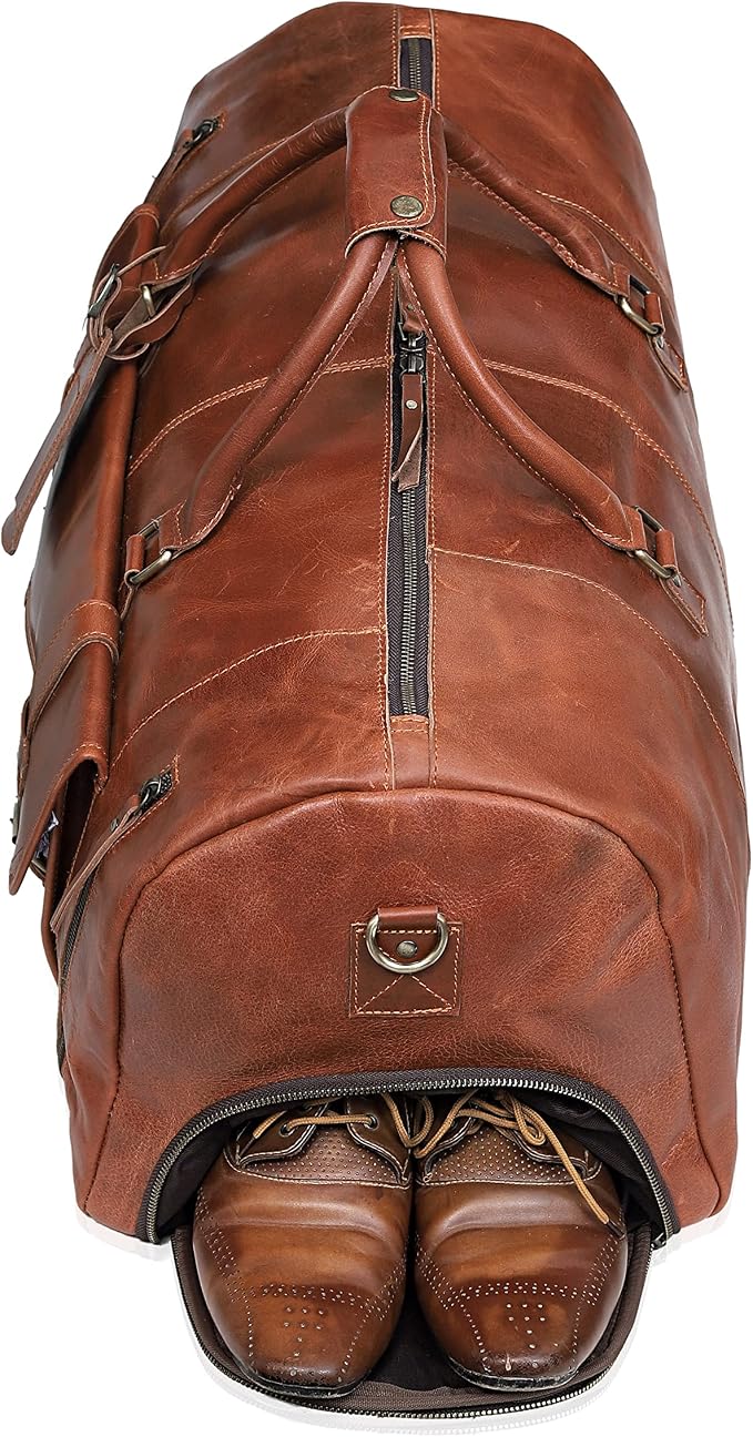 20 Inch Leather Duffle Bag Handmade Rustic Overnight Weekend Bag