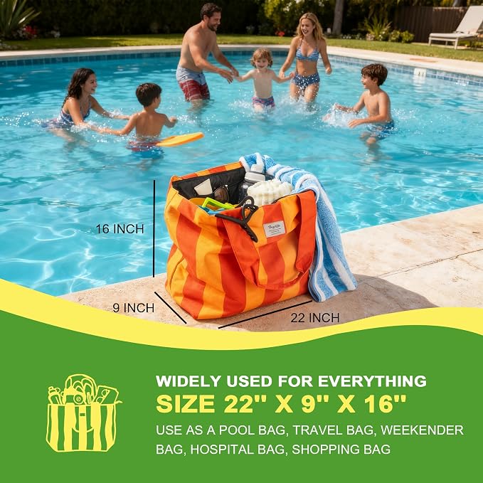 Beach Bags Waterproof Sandproof, XL Large Pool Tote Bag