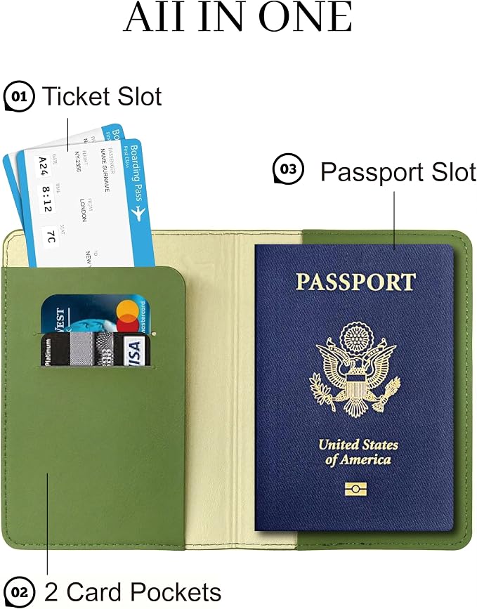 Passport Holder for Travel Essentials, RFID Blocking Passport Cover Case for