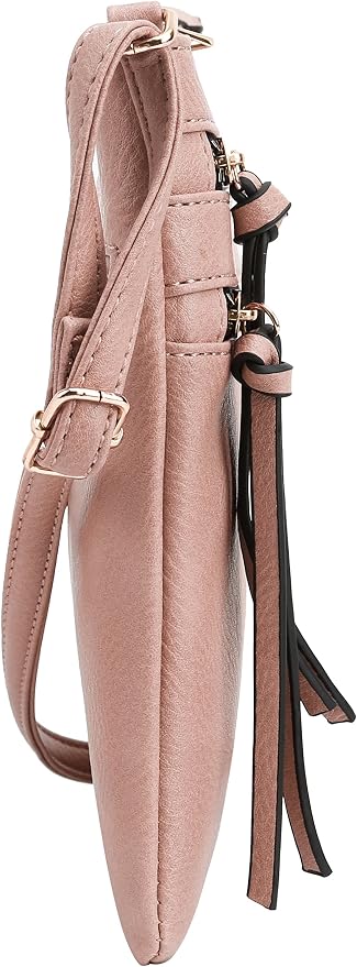 DELUXITY | Crossbody Purse Bag | Functional Multi Pocket Double Zipper Purse |