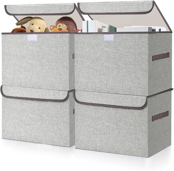 Linen Fabric Foldable Storage Cube Bin Organizer Basket