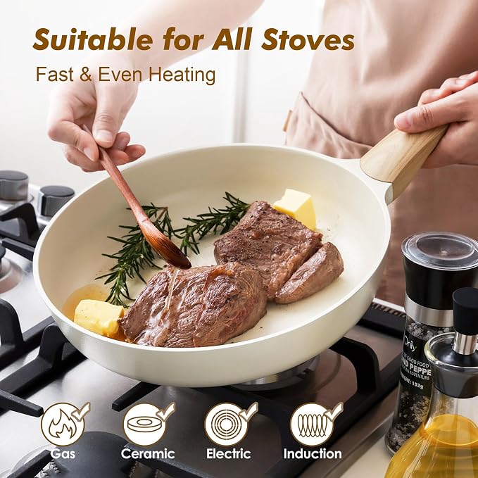 SENSARTE Ceramic Nonstick Frying Pan Skillet 11Inch Non Stick Omelette Pans