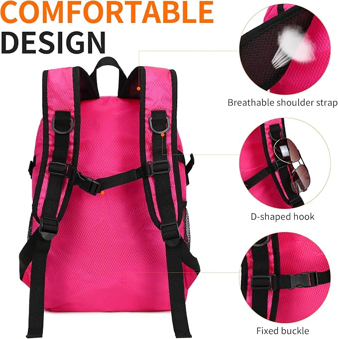 Small Hiking Daypack, 15L Waterproof Hiking Backpack Packable Lightweight