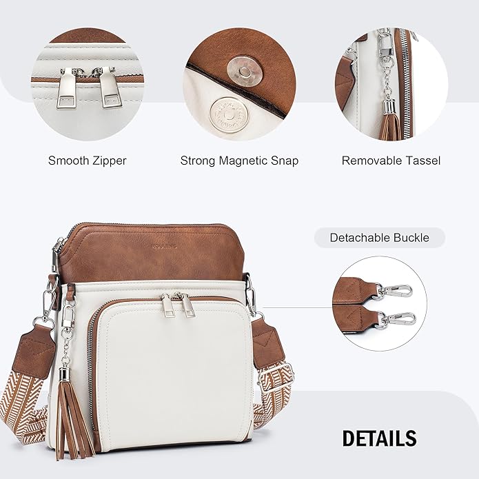 Crossbody Purse for Women, Lightweight Medium Crossbody Bag Soft Leather