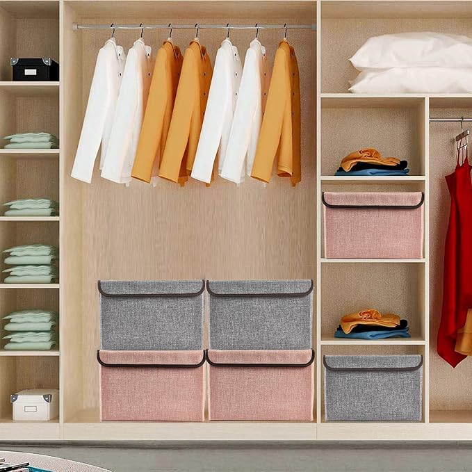 Linen Fabric Foldable Storage Cube Bin Organizer Basket