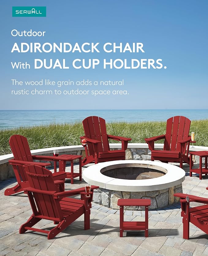 SERWALL Adirondack Chair with Cup Holders
