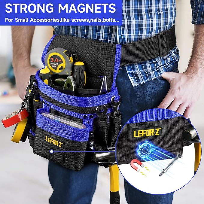 Tool Belt, Magnetic Tool Pouch, 14-Pockets Tool Belts