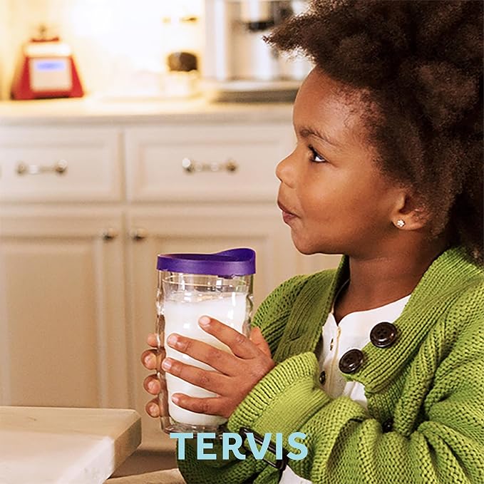 Tervis Clear & Colorful Lidded Made in USA Double Walled Insulated Tumbler Travel Cup Keeps Drinks Cold & Hot, 10oz Wavy, Blue Lid