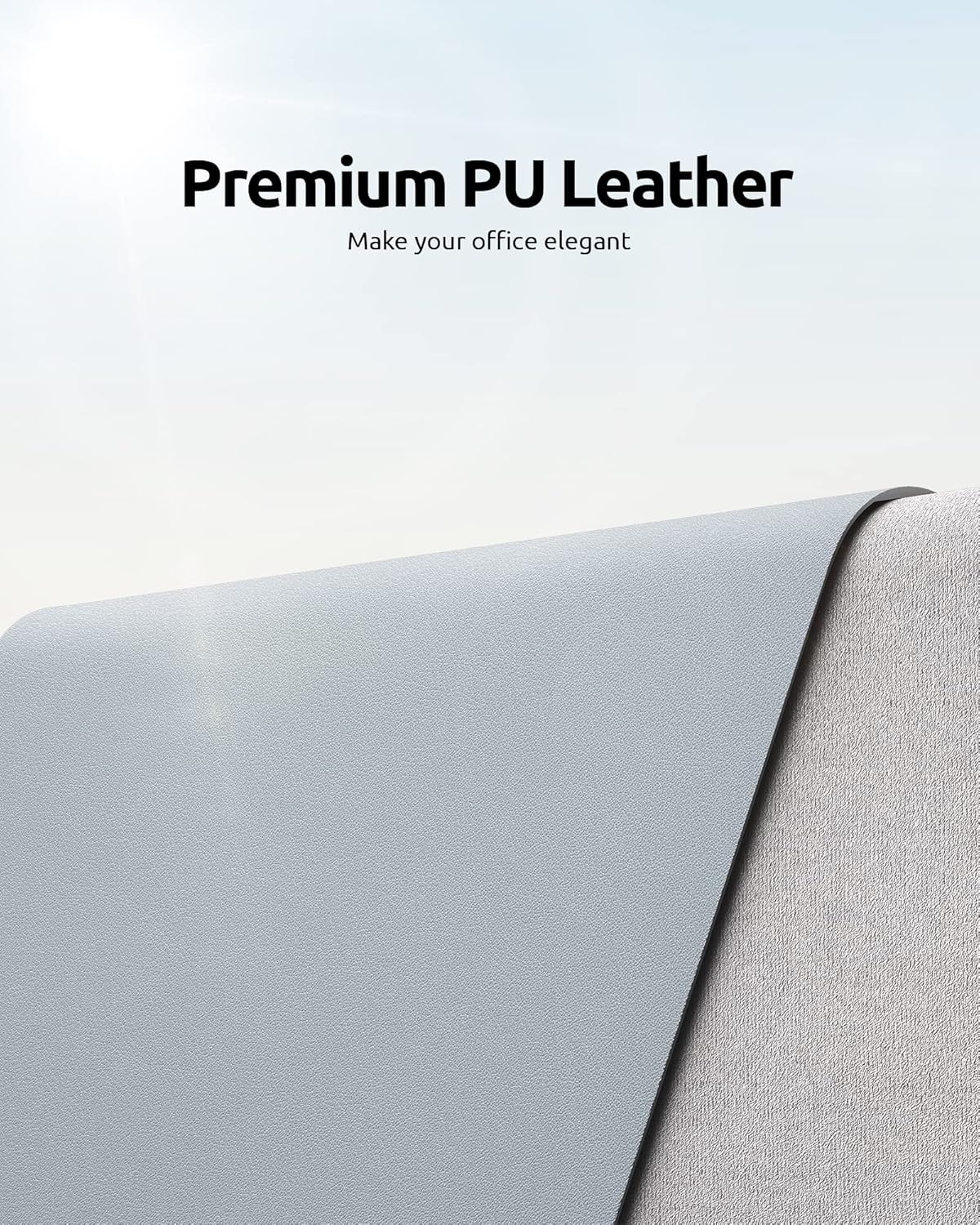 YSAGi Leather Desk Pad Protector, Office Desk Mat, Large Mouse Pad, Non-Slip PU Leather Desk Blotter, Laptop Desk Pad, Waterproof Desk Writing Pad for Office and Home (Light Grey, 23.6" x 13.8")