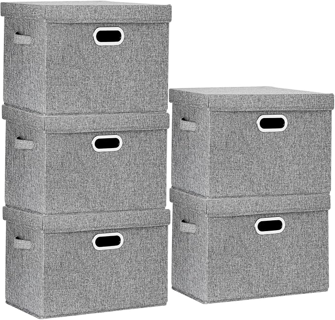TYEERS Large Storage Bins with Lids, Collapsible, Fabric Storage Boxes