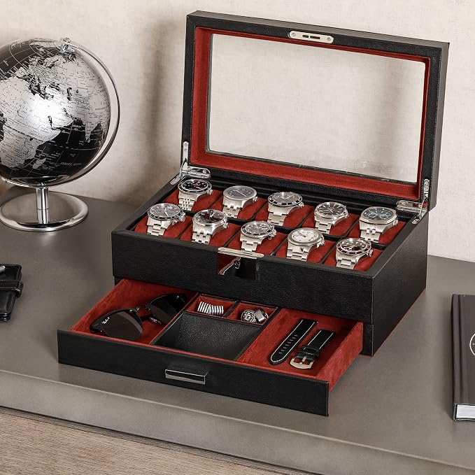 ROTHWELL 10-Slot Watch Box in Leather