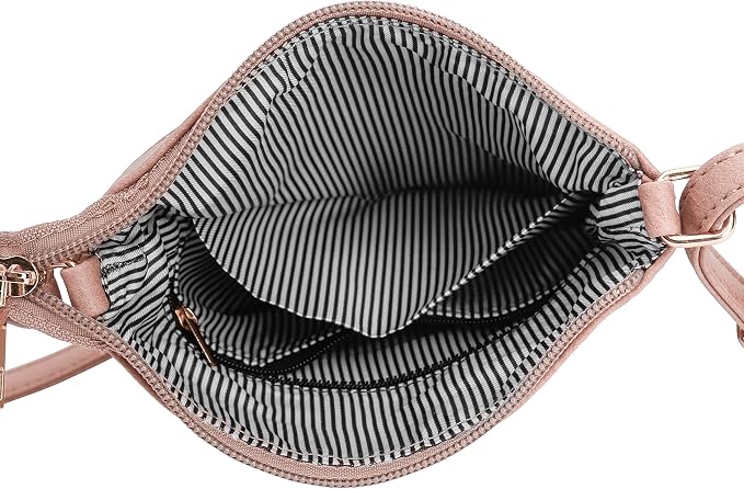 DELUXITY | Crossbody Purse Bag | Functional Multi Pocket Double Zipper Purse |