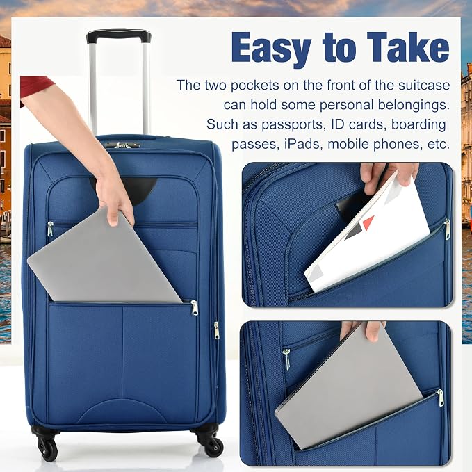 Merax Softside Luggage Set Softshell Lightweight 3 Piece Spinner Suitcase