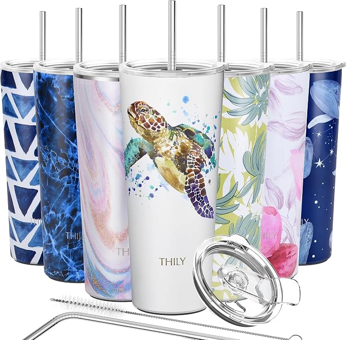 THILY Stainless Steel Vacuum Insulated Tumbler Travel Mug 26 oz Coffee Cup