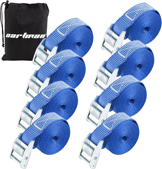 Cartman 1" x 12' Lashing Straps Cargo Tie-Down Strap Up to 600lbs, 8pk in Carry