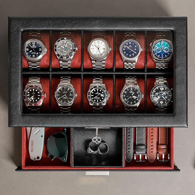 ROTHWELL 10-Slot Watch Box in Leather
