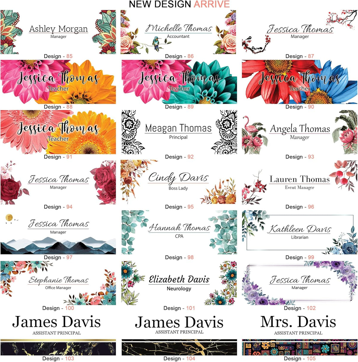 Personalized Name Plate for Nameplate Sign Modern Office Business Decor Executive Desk Name Plate Desk Name Sign Flower Floral green Leaves metallic foil (8"x3")