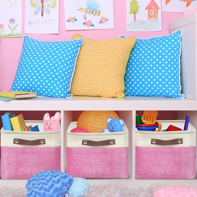 SIMPLE HOUSEWARE Large Fabric Storage Bin, 3 Pack