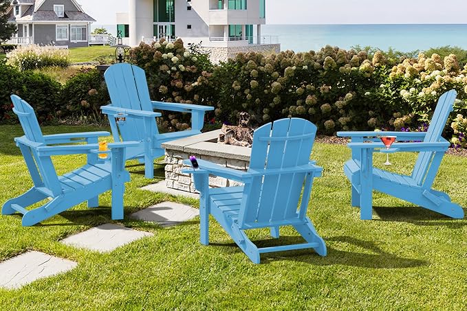 SERWALL Adirondack Chair with Cup Holders