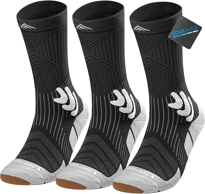 Men's Compression Running Socks: Coolmax Athletic Crew Socks Moisture Wicking