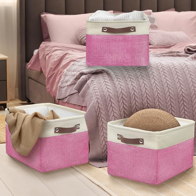 SIMPLE HOUSEWARE Large Fabric Storage Bin, 3 Pack