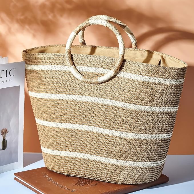 Beach Bags for Women Straw Tote Bag Summer Beach Bag Large Woven Straw Tote for