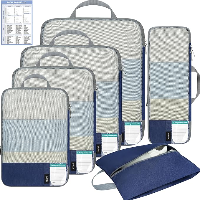 BAGAIL 6 Set/4 Set Lightweight Compression Packing Cubes