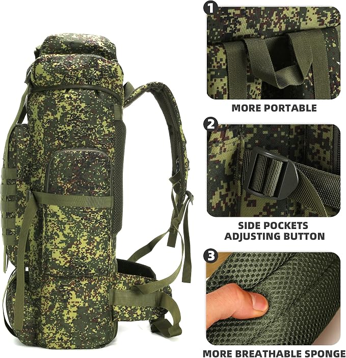 King'sGuard 70L Camping Hiking Backpack Tactical Backpack Military Molle
