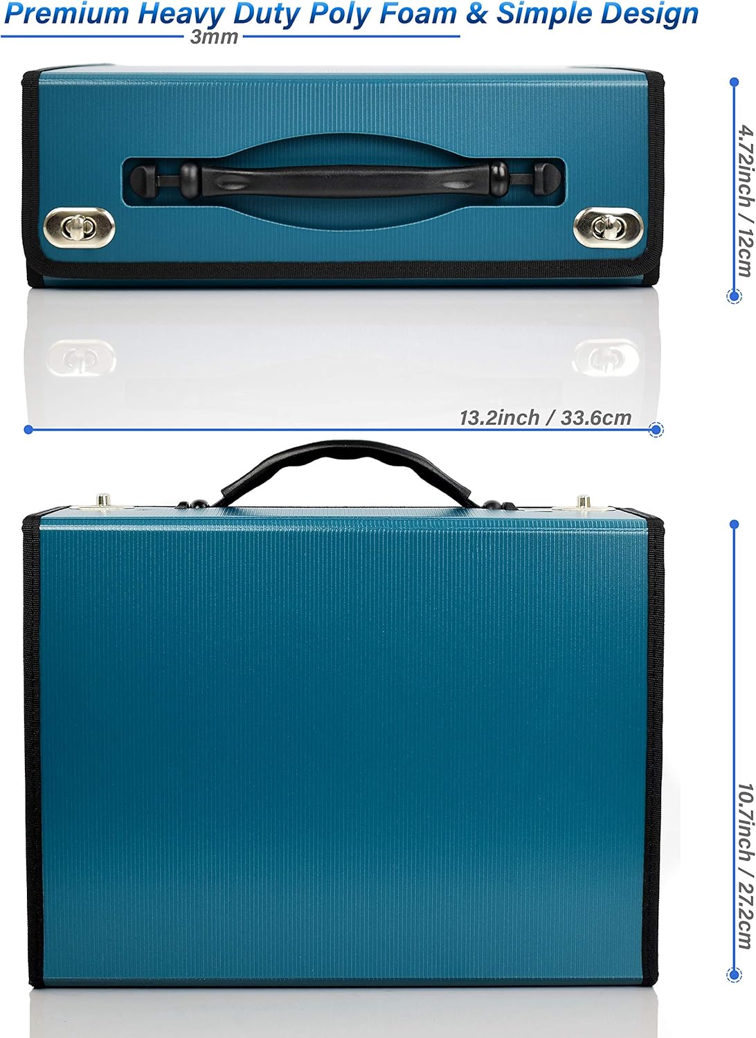 CNK Accordion File Organizer - 36 Pocket Teal Folder with Ergonomic Handle, Double Lock Buckles, Protects Documents, Durable Polypropylene, 8.5 x 11 in