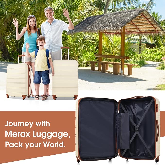 Merax Luggage sets of 3 Piece 20 24 IN Carry on Luggage Hard Case White and