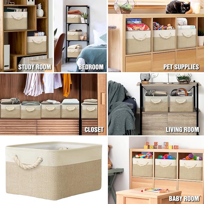 SIMPLE HOUSEWARE Large Fabric Storage Bin, 15.7" x 12"
